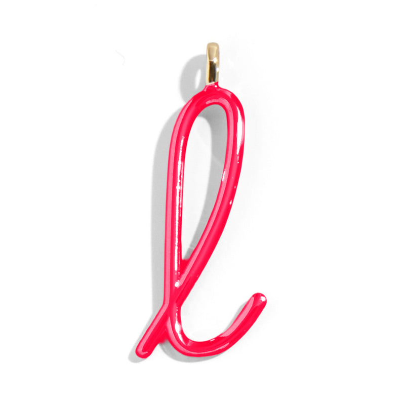 Custom Cherry Red Enamel Script Letter Charm - L