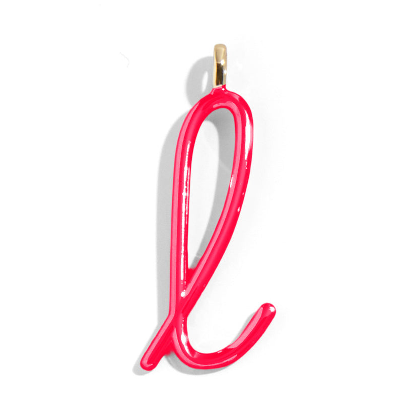 Custom Cherry Red Enamel Script Letter Charm - L