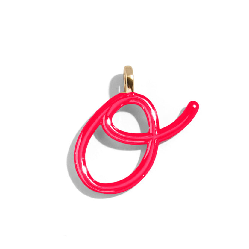 Custom Cherry Red Enamel Script Letter Charm - O