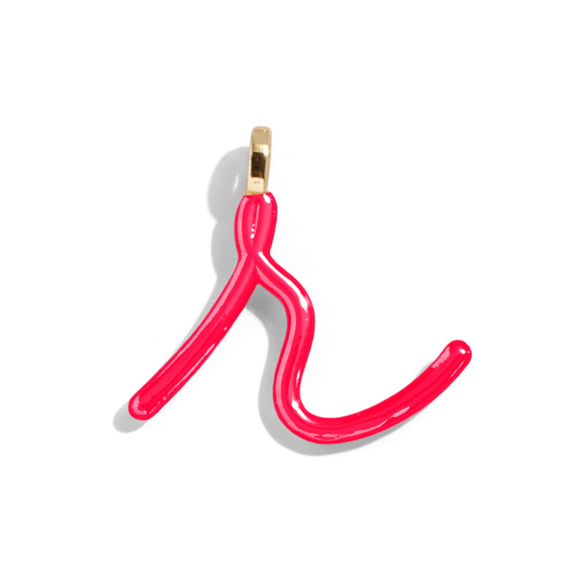 Custom Cherry Red Enamel Script Letter Charm - R