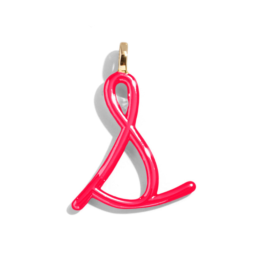 Custom Cherry Red Enamel Script Letter Charm - S