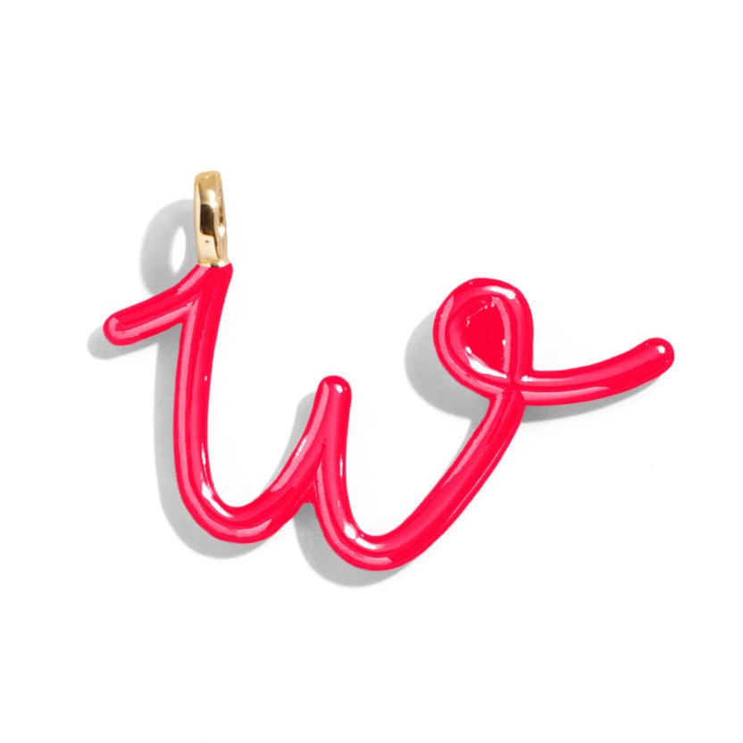 Custom Cherry Red Enamel Script Letter Charm - W