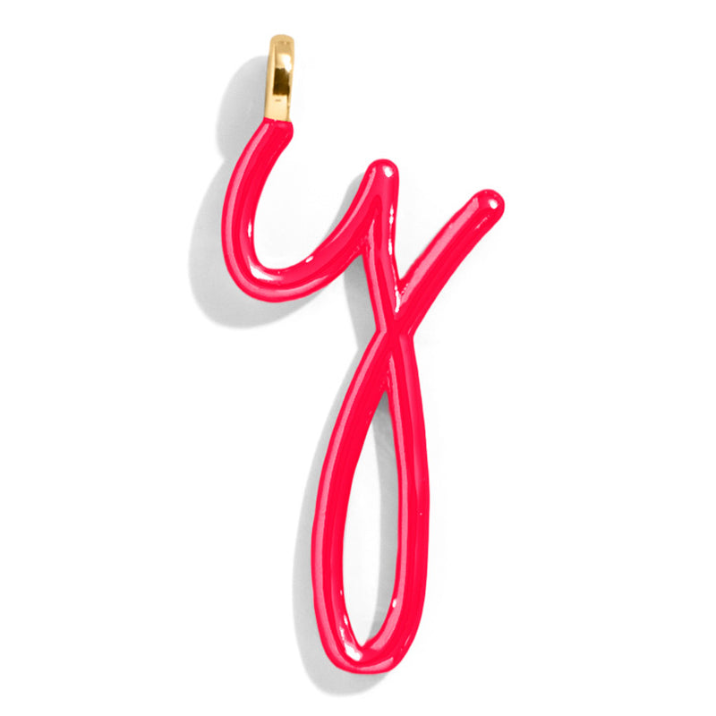 Custom Cherry Red Enamel Script Letter Charm - Y