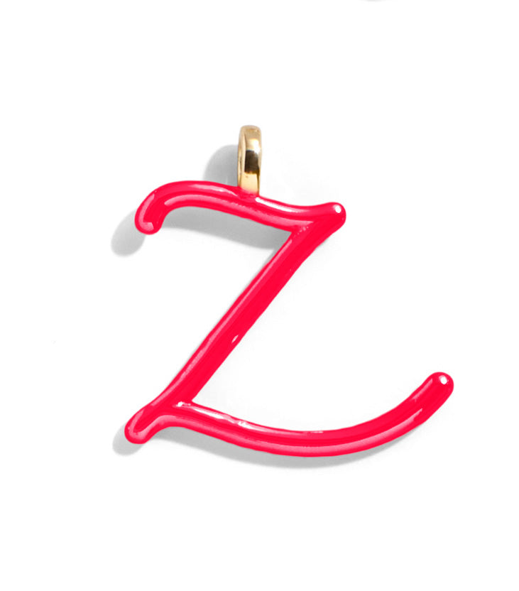 Custom Cherry Red Enamel Script Letter Charm - Z