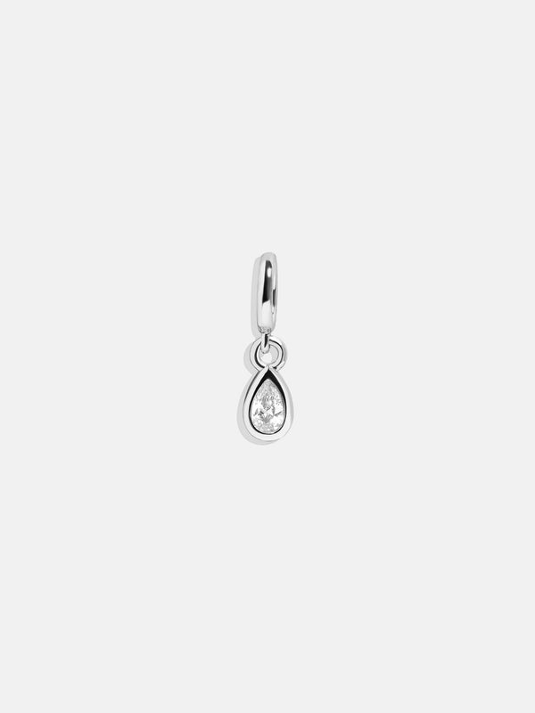 Silver Birthstone Cluster Charm - Crystal