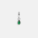 Silver Birthstone Cluster Charm - Emerald