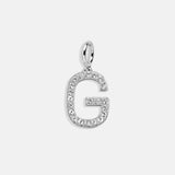 Silver Pave Initial Cluster Charm - G