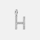 Silver Pave Initial Cluster Charm - H