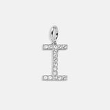Silver Pave Initial Cluster Charm - I