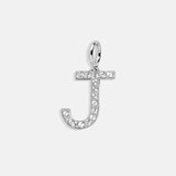 Silver Pave Initial Cluster Charm - J