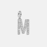 Silver Pave Initial Cluster Charm - M