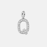 Silver Pave Initial Cluster Charm - Q