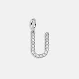 Silver Pave Initial Cluster Charm - U