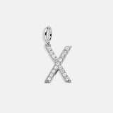 Silver Pave Initial Cluster Charm - X