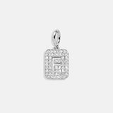 Silver Block Pave Cluster Charm - F