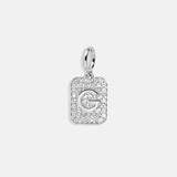 Silver Block Pave Cluster Charm - G