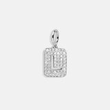 Silver Block Pave Cluster Charm - L