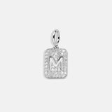 Silver Block Pave Cluster Charm - M