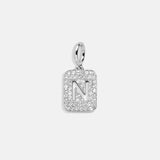 Silver Block Pave Cluster Charm - N