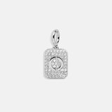Silver Block Pave Cluster Charm - O