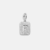 Silver Block Pave Cluster Charm - P