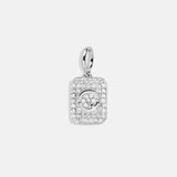 Silver Block Pave Cluster Charm - Q
