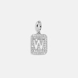 Silver Block Pave Cluster Charm - W