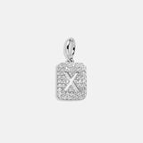 Silver Block Pave Cluster Charm - X