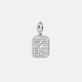 Silver Block Pave Cluster Charm - Y