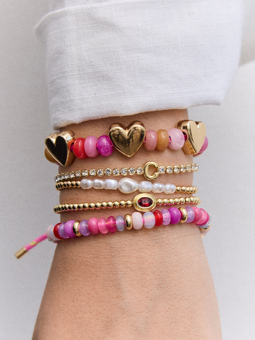 Happy Here Beaded Bracelet - Heart