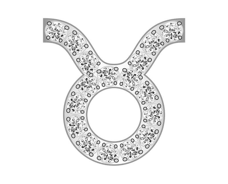 Taurus Mini Zodiac Icon -Pavé/Silver