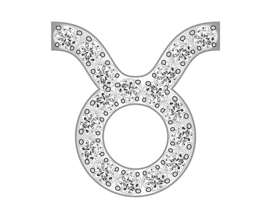 Taurus Mini Zodiac Icon -Pavé/Silver