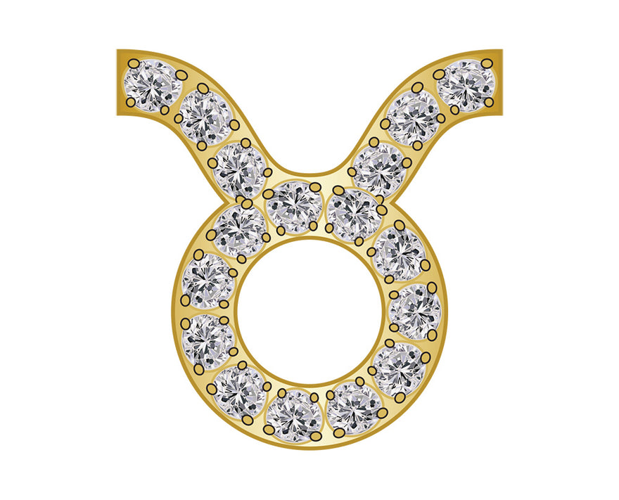 Taurus Mini Zodiac Icon - Pavé/Gold