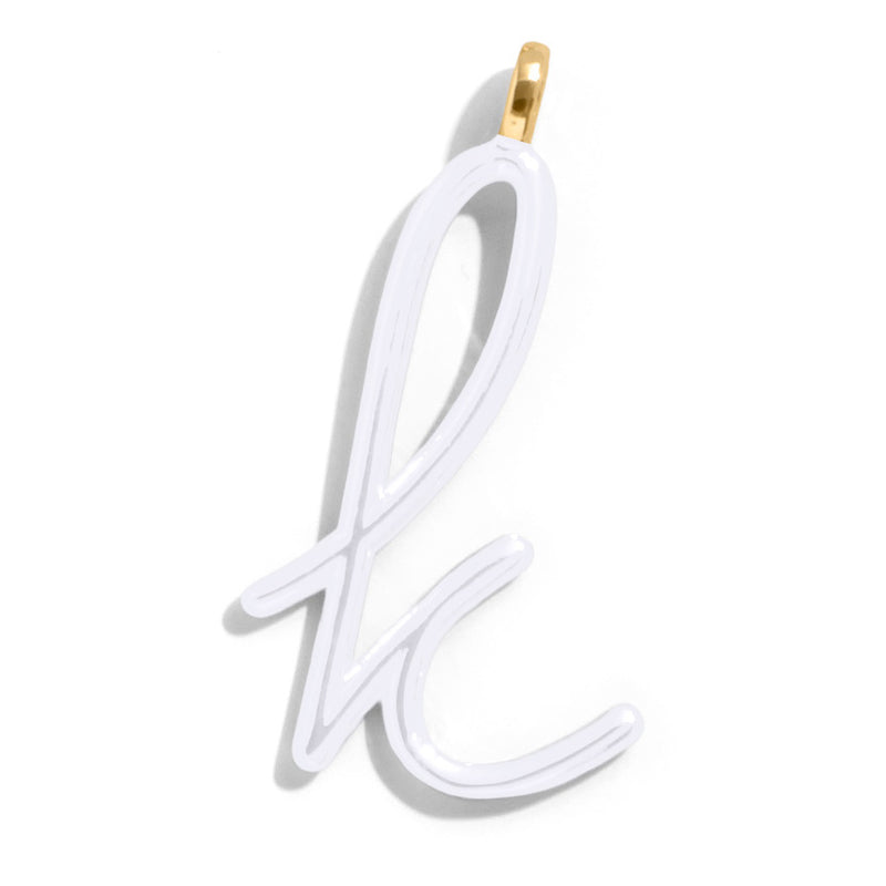 Custom Pure White Enamel Script Letter Charm - K
