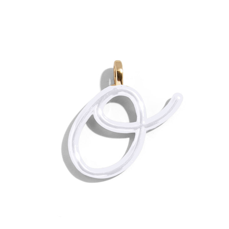 Custom Pure White Enamel Script Letter Charm - O