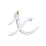 Custom Pure White Enamel Script Letter Charm - X