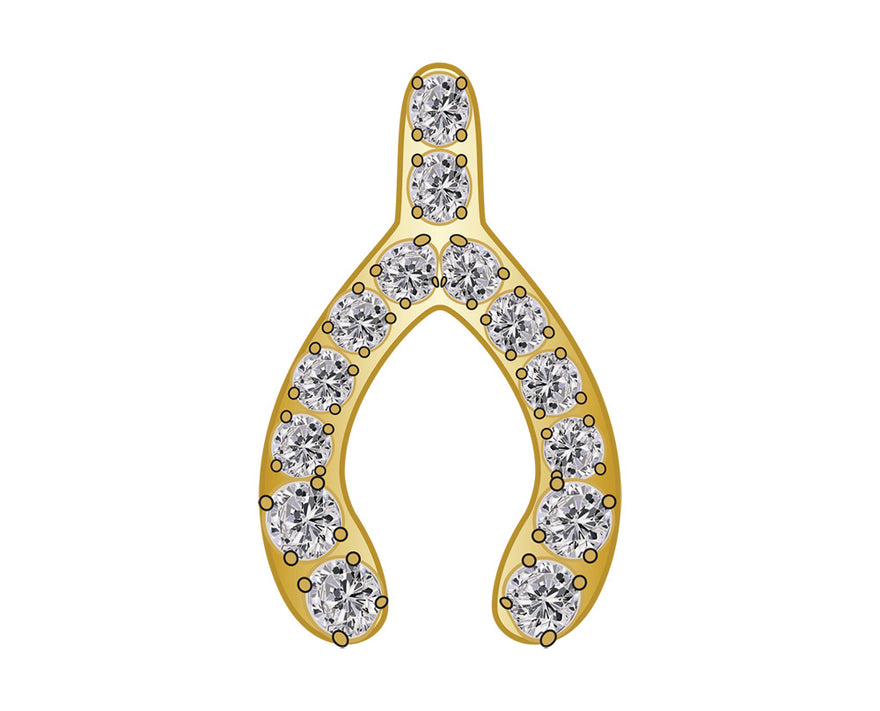 Mini Wishbone Icon - Clear/Gold