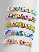 BaubleBar Woven Custom Friendship Bracelet - Neutral Criss Cross - 
    Woven nameplate pull-tie bracelet
  
