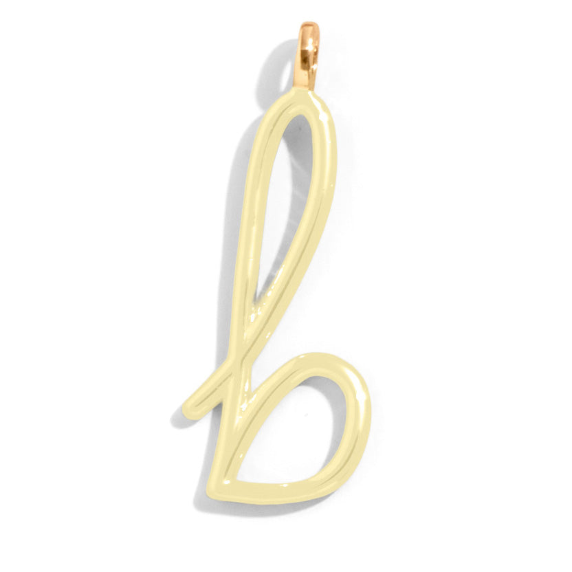Custom Butter Yellow Enamel Script Letter Charm - B