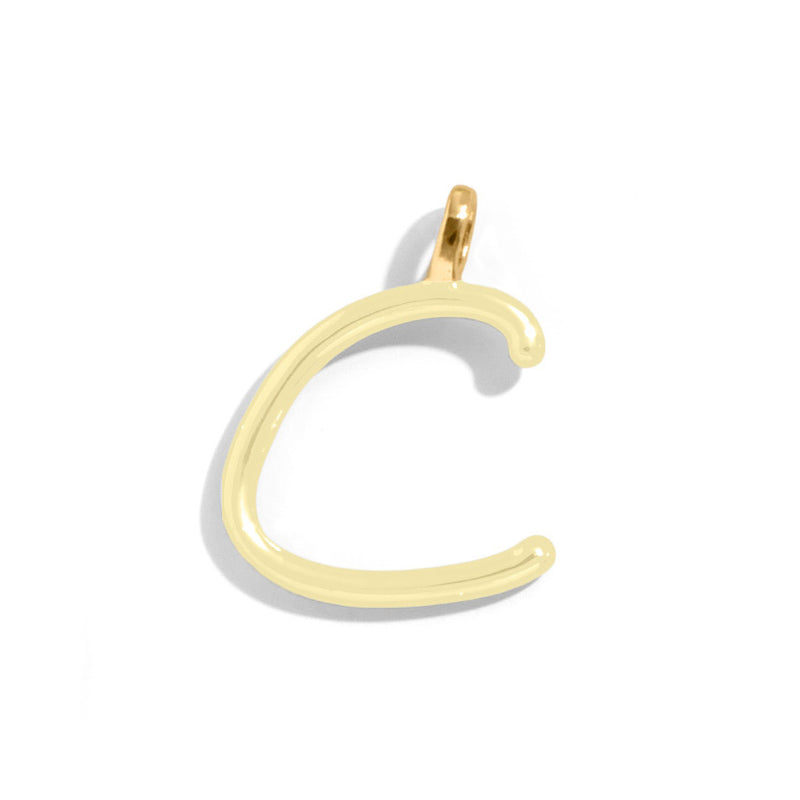 Custom Butter Yellow Enamel Script Letter Charm - C