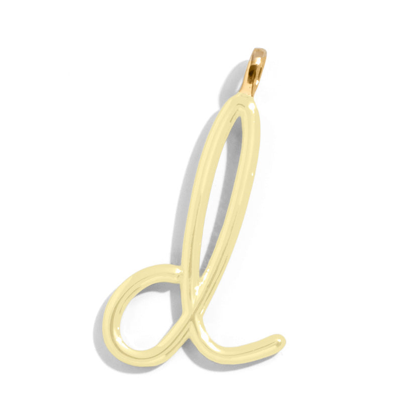 Custom Butter Yellow Enamel Script Letter Charm - D