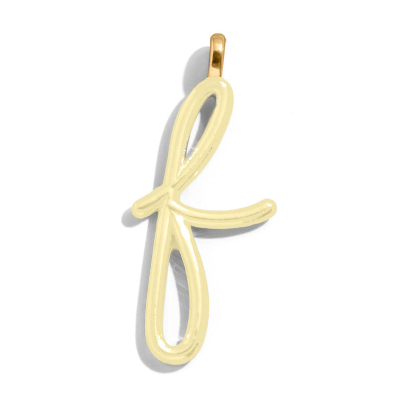 Custom Butter Yellow Enamel Script Letter Charm - F