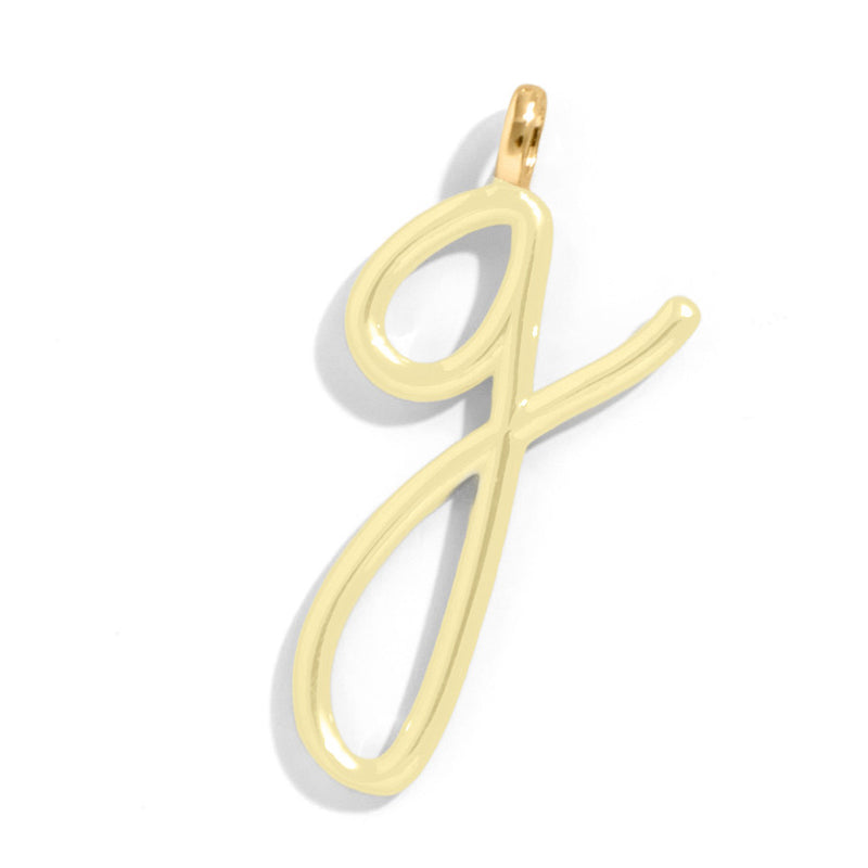 Custom Butter Yellow Enamel Script Letter Charm - G