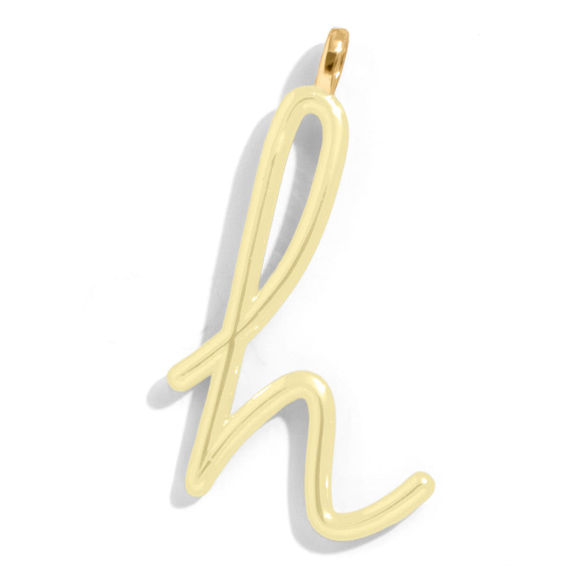 Custom Butter Yellow Enamel Script Letter Charm - H