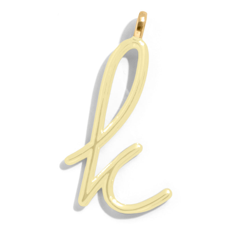Custom Butter Yellow Enamel Script Letter Charm - K