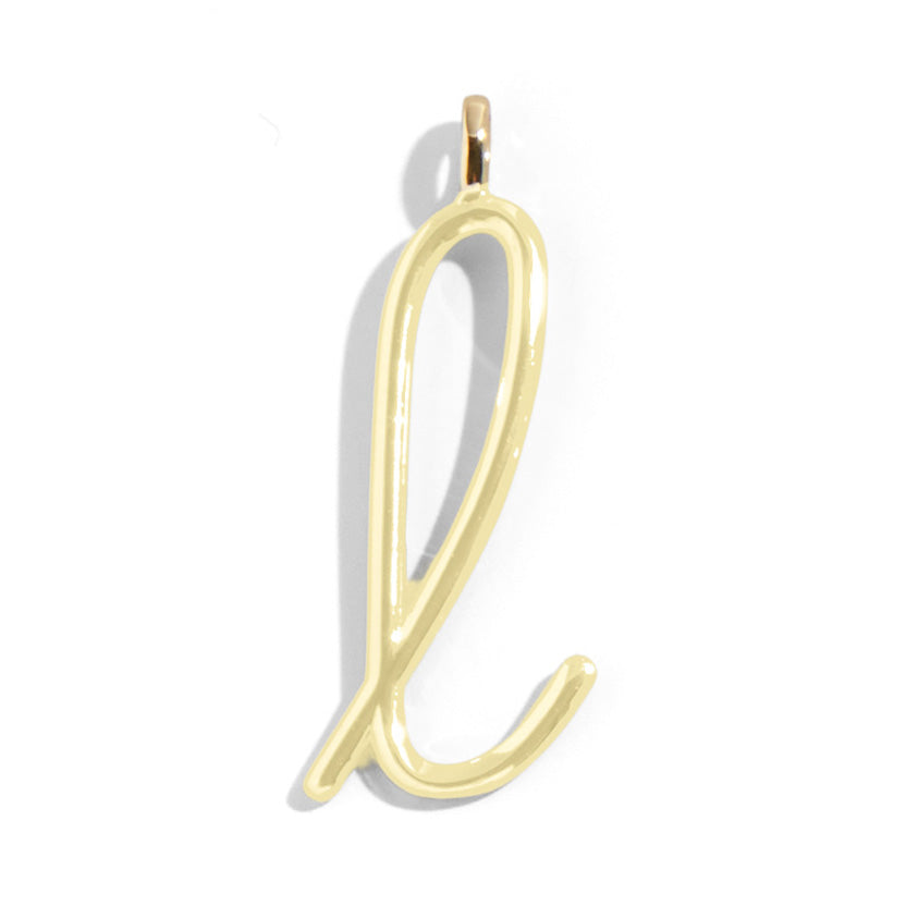 Custom Butter Yellow Enamel Script Letter Charm - L
