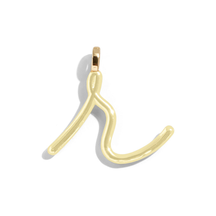 Custom Butter Yellow Enamel Script Letter Charm - R