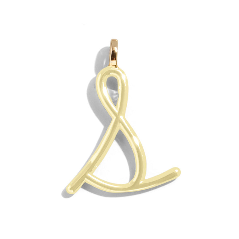 Custom Butter Yellow Enamel Script Letter Charm - S
