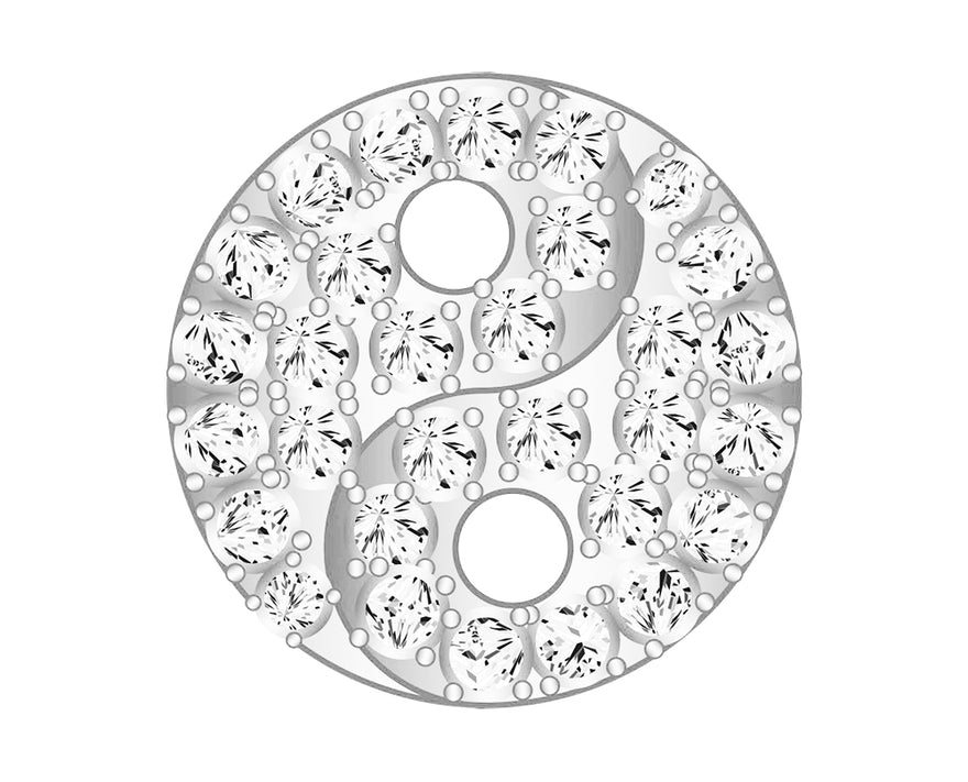 Mini Yin Yang Icon - Clear/Silver