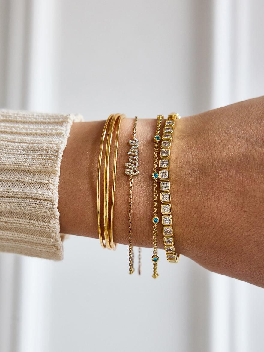 Kristin 18K Gold Tennis Bracelet - Bezel Set Square